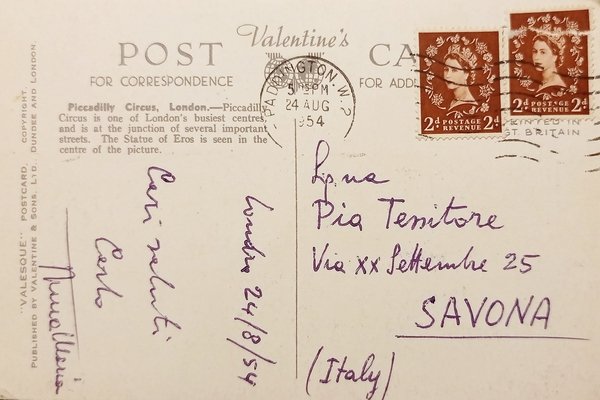 Cartolina - Piccadilly Circus - London - 1954