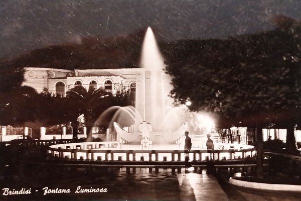 Cartolina - Brindisi - Fontana Luminosa - 1951