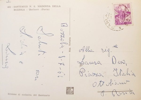 Cartolina - Santuario N. S. Madonna della Bozzola - Garlasco …