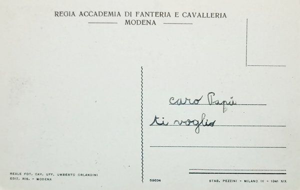 Cartolina R. Accademia Fanteria di Modena Esterno Padiglione di Ginnastica …