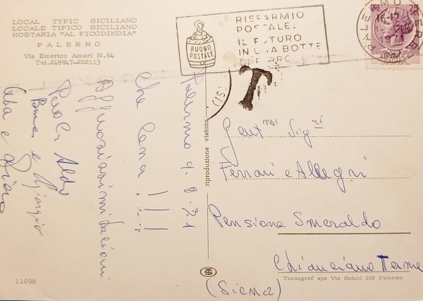 Cartolina - Local typic Siciliano - Palermo - 1971