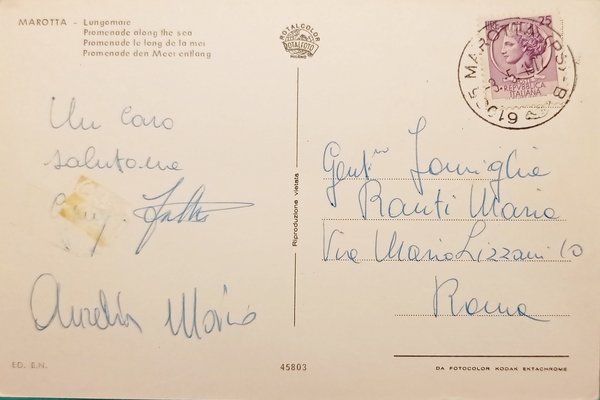 Cartolina - Marotta - Lungomare - 1972