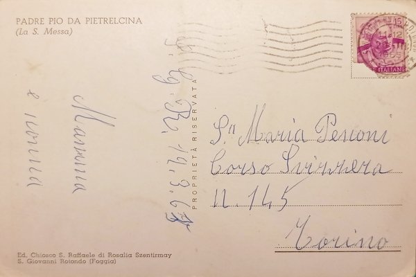 Cartolina - Padre Pio da Pietrelcina ( La S. Messa …