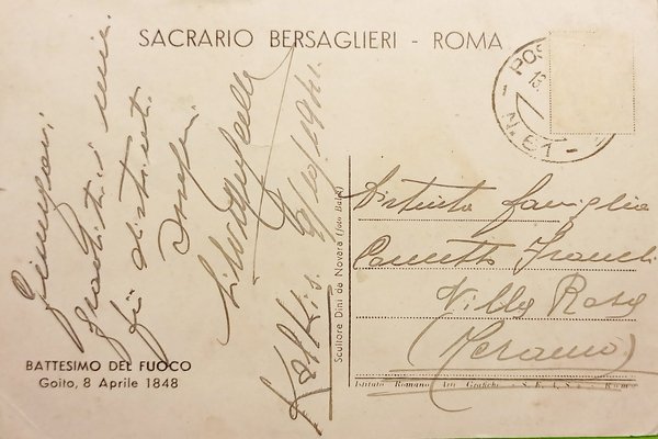 Cartolina - Sacrario Bersaglieri - Roma - Battesimo del Fuoco …