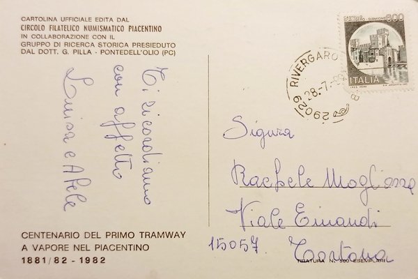 Cartolina - Centenario del Primo Tramway a Vapore nel Piacentino …