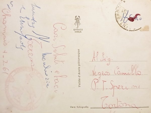 Cartolina - Saluti da Chamois - Vedute diverse - 1961