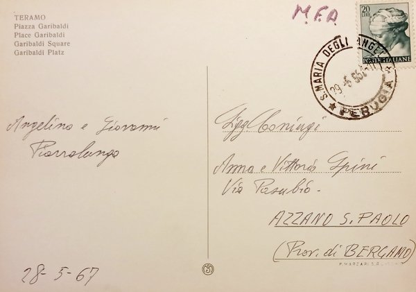 Cartolina - Teramo - Piazza Garibaldi - 1967 | Immagine Gallery 2