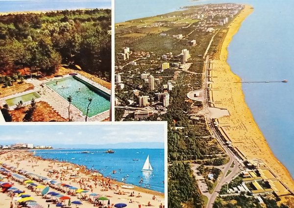 Cartolina - Lignano - La Piscina e la Spiaggia - …
