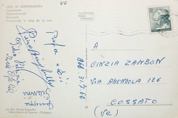Cartolina - Lido di Sottomarina - Lungomare - 1966