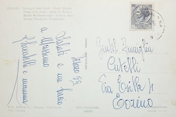 Cartolina - Pesaro - Spiaggia lato Nord - Viale Trieste …