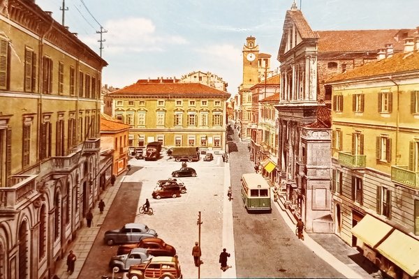 Cartolina - Novara - Corso Mazzini e Piazza Gramsci - …