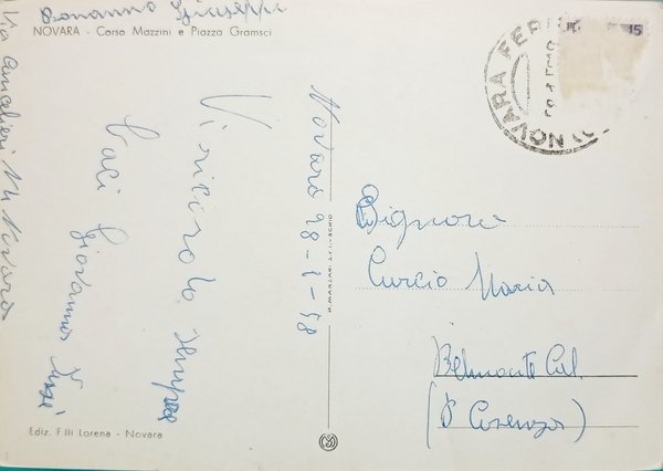 Cartolina - Novara - Corso Mazzini e Piazza Gramsci - …