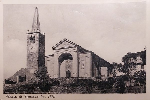 Cartolina - Chiesa di Brusson ( Aosta ) - 1957