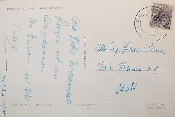 Cartolina - Pesaro - Kursaal - Piazzale Stabilimento - 1960