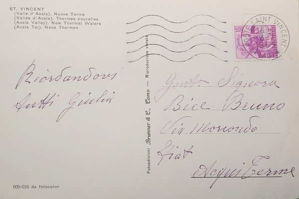 Cartolina - St. Vincent ( Valle d'Aosta ) - Nuove …