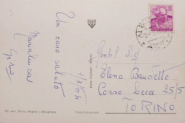 Cartolina - Albugnano d'Asti - Abbazia di Vezzolano - 1964