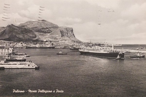 Cartolina - Palermo - Monte Pellegrino e Porto - 1955