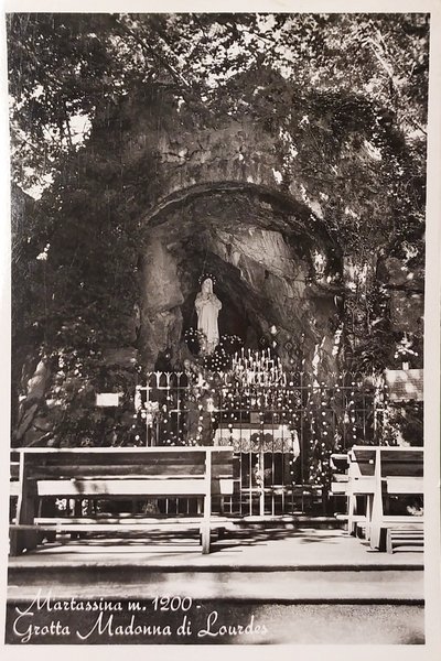 Cartolina - Martassina - Grotta Madonna di Lourdes - 1955
