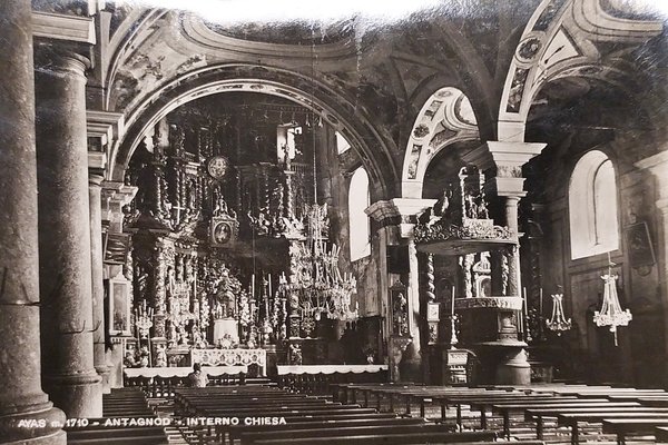 Cartolina - Antagnod - Interno Chiesa - 1955 ca.