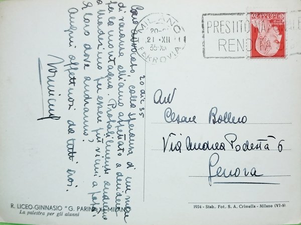 Cartolina - R. Liceo - Ginnasio G. Parini in Milano …