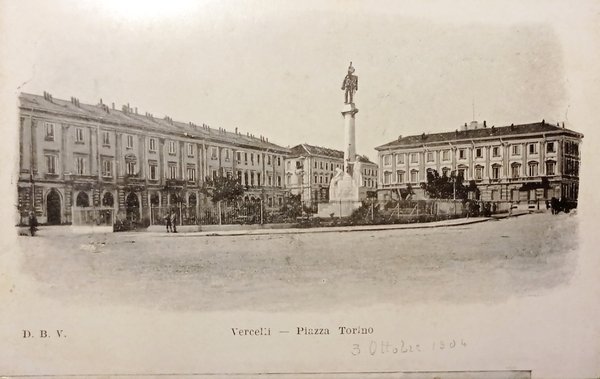 Cartolina - Vercelli - Piazza Torino - 1904