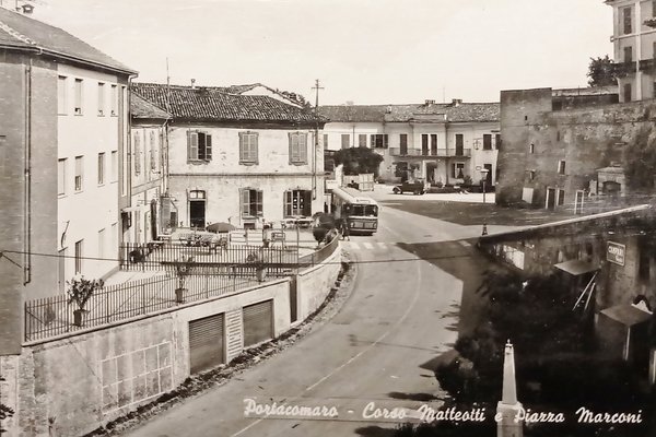 Cartolina - Portacomaro - Corso Matteotti e Piazza Marconi - …