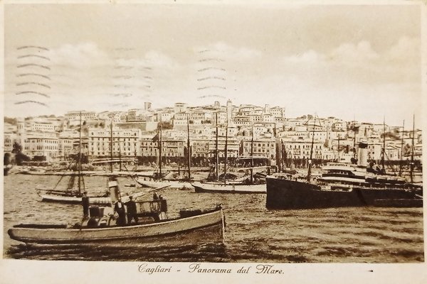 Cartolina - Cagliari - Panorama dal Mare - 1936