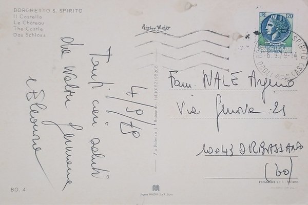 Cartolina - Borghetto S. Spirito - Il Castello - 1979