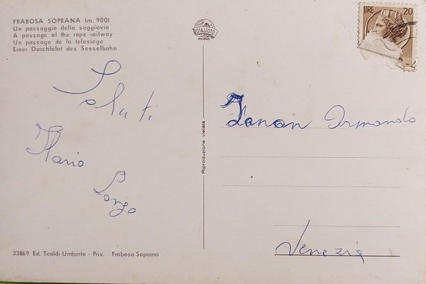Cartolina - Frabosa Soprana - Un passaggio della seggiovia - …