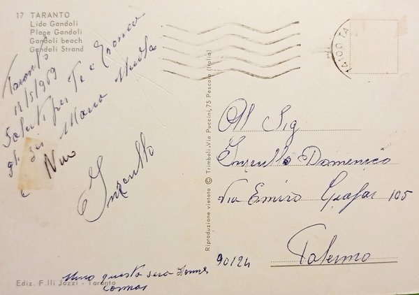 Cartolina - Taranto - Lido Gandoli - 1969