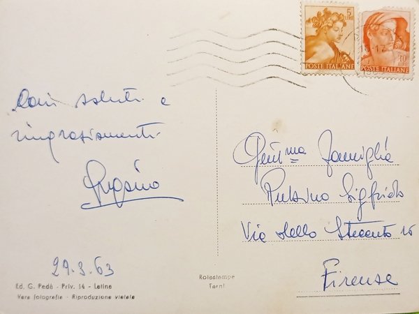 Cartolina - Lido di Latina - Spiaggia - 1963