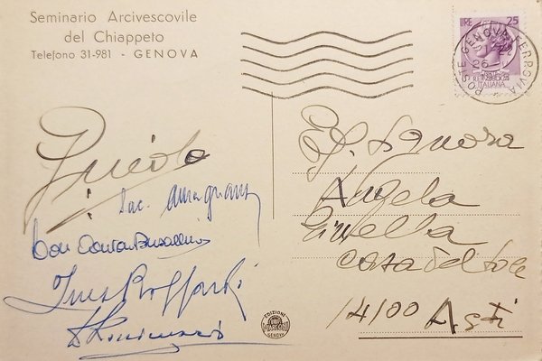 Cartolina - Seminario Arcivescovile del Chiappeto - Genova - 1968