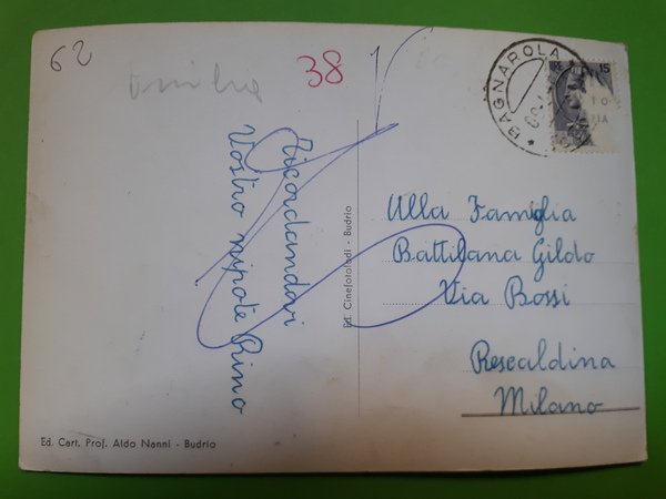 Cartolina - Budrio - Piazza Quirico Filopanti - 1960