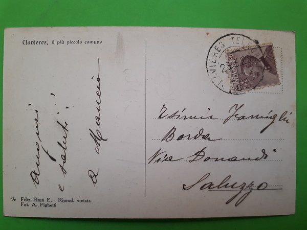 Cartolina - Clavieres m. 1790 - 1928
