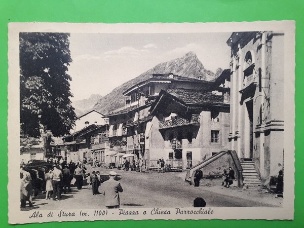 Cartolina - Ala di Stura - Piazza e Chiesa Parrocchiale …