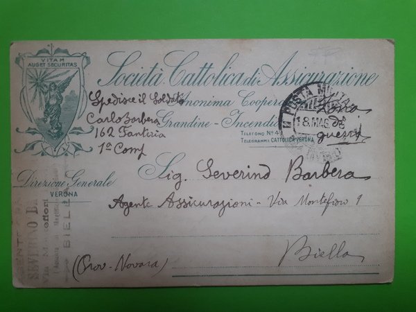 Cartolina - Società Cattolica di Assicurazione - Verona - 1916