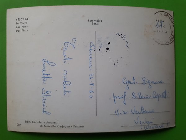 Cartolina - Pescara - Il Fiume - 1960