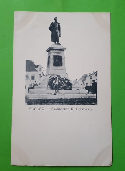 Cartolina - Eecloo. - Standbeeld K. Ledeganck - 1920 ca.