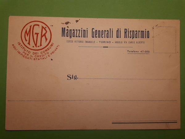 Cartolina - Magazzini Generali di Risparmio - Torino - 1928