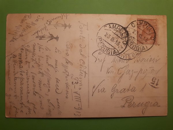 Cartolina - Spoleto - Le fonti del Clitunno - 1913