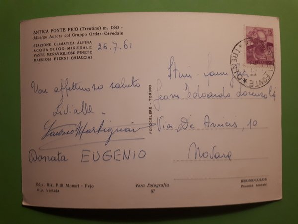 Cartolina - Antica Fonte Pejo (Trentino) - 1961