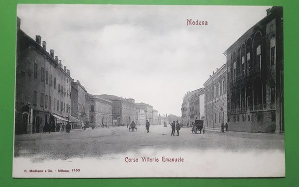 Cartolina - Modena - Corso Vittorio Emanuele - 1900 ca. | Immagine Gallery 1