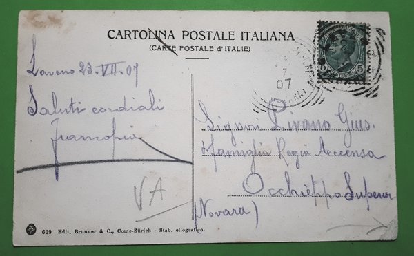 Cartolina - Lago Maggiore - Porto di Laveno - 1907