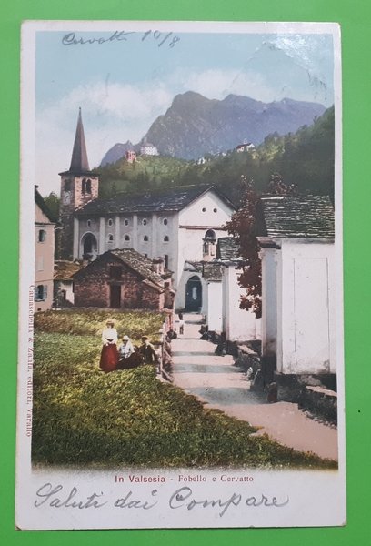 Cartolina - In Valsesia - Fobello e Cervatto - 1904 | Immagine principale