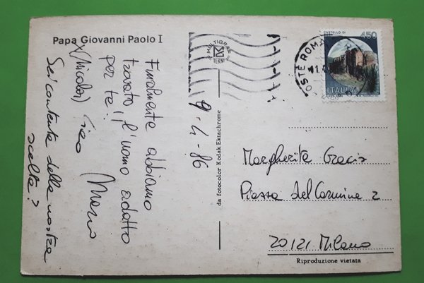 Cartolina - Papa Giovanni Paolo I - 1986