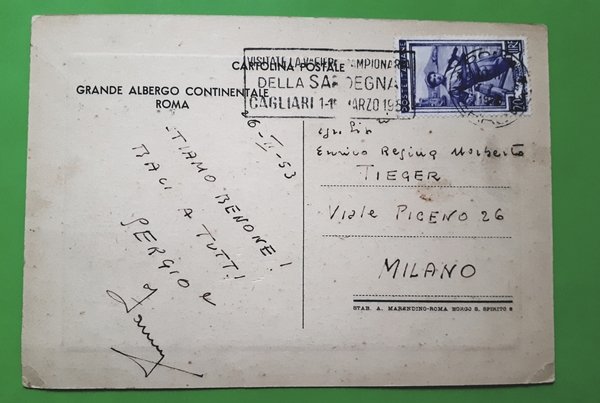 Cartolina - Grande Albergo Continentale - Roma - 1953