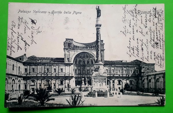 Cartolina - Palazzo Vaticano - Cortile della Pigna - 1904