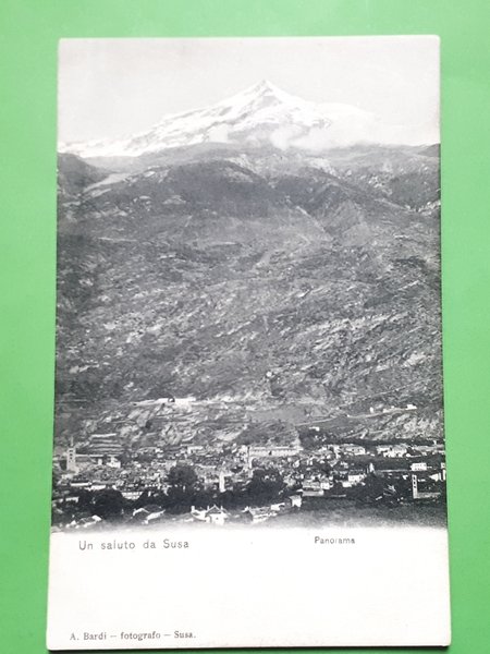Cartolina - Un saluto da Susa - Panorama - 1900 …