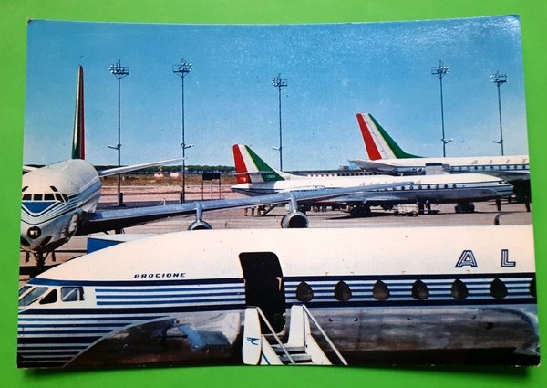 Cartolina - Alitalia - Airlines DC8 and Caravelle Jets - …