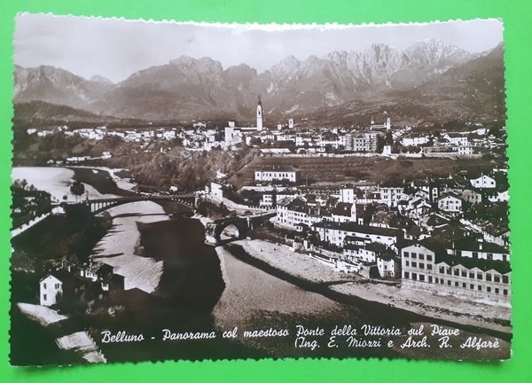 Cartolina - Belluno - Panorama col Ponte della Vittoria sul …
